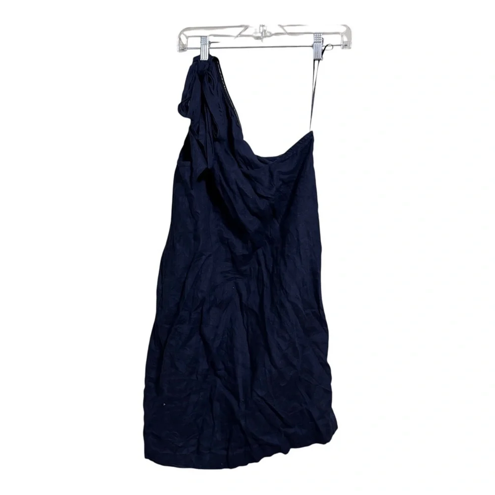 New J.Crew linen shift mini dress one shoulder size SM - Picture 3 of 7